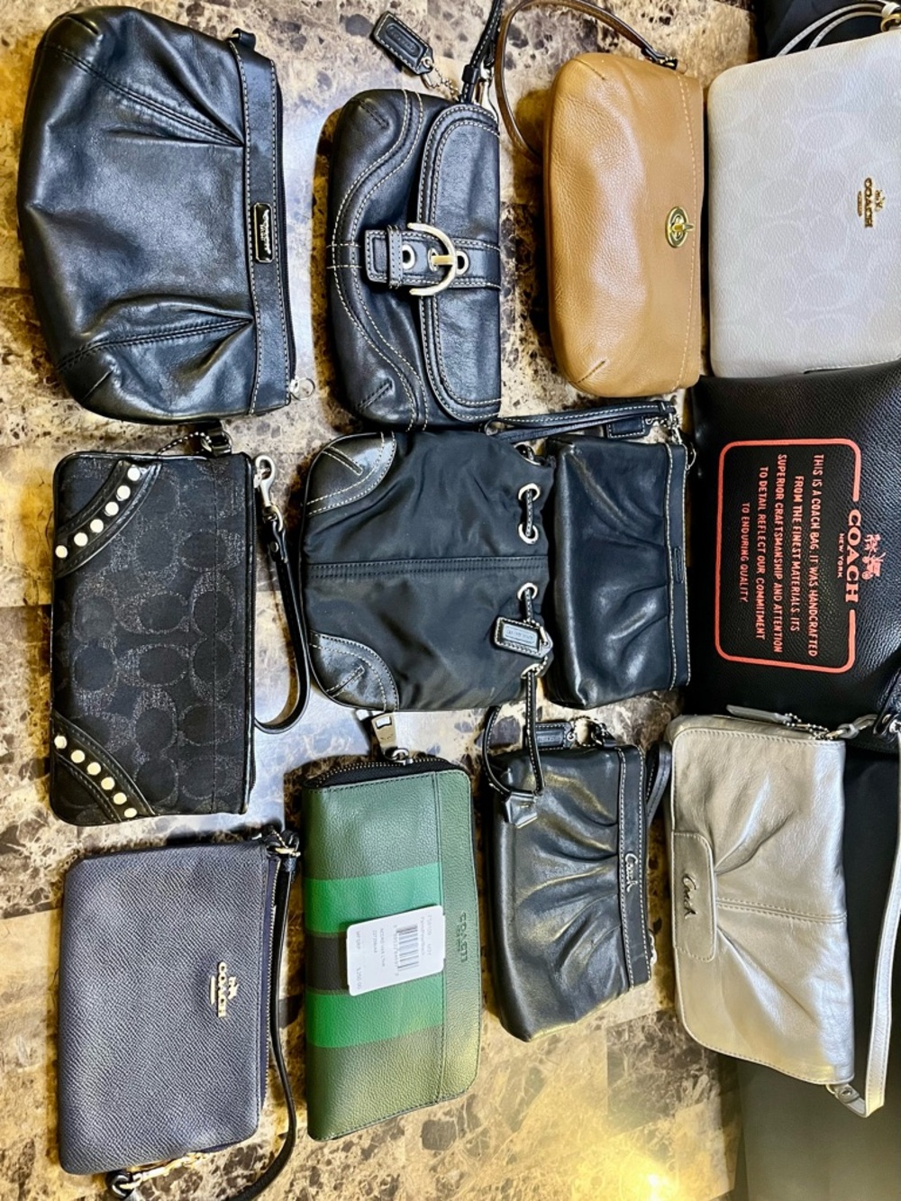 Coach Black, Brown, Tan & Green Women’s Wristlet and Pouch Collection